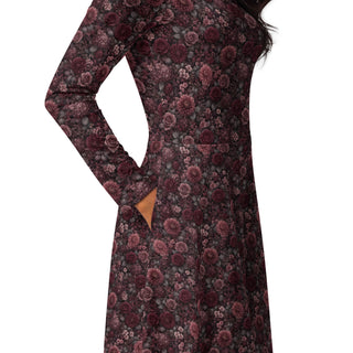 Bloomveil Rosé print long sleeve midi dress
