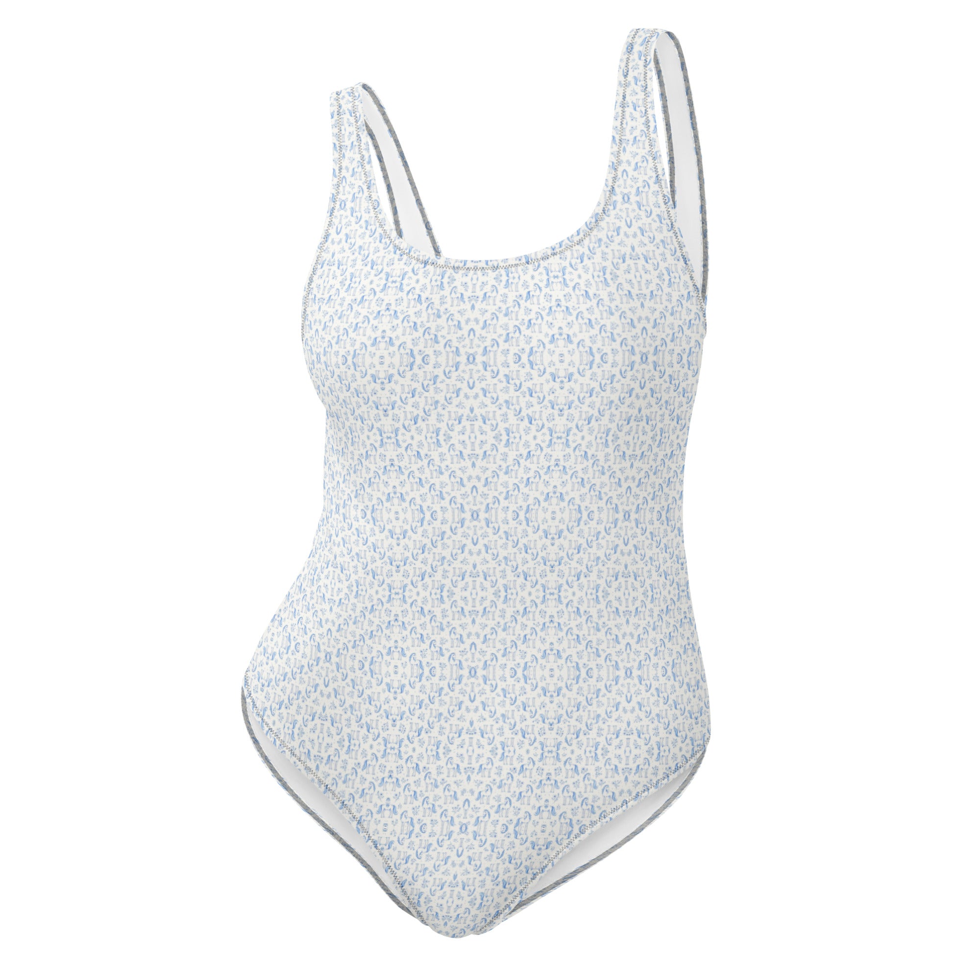 Azure Whisper Ponies One-Piece Swimsuit 3XL