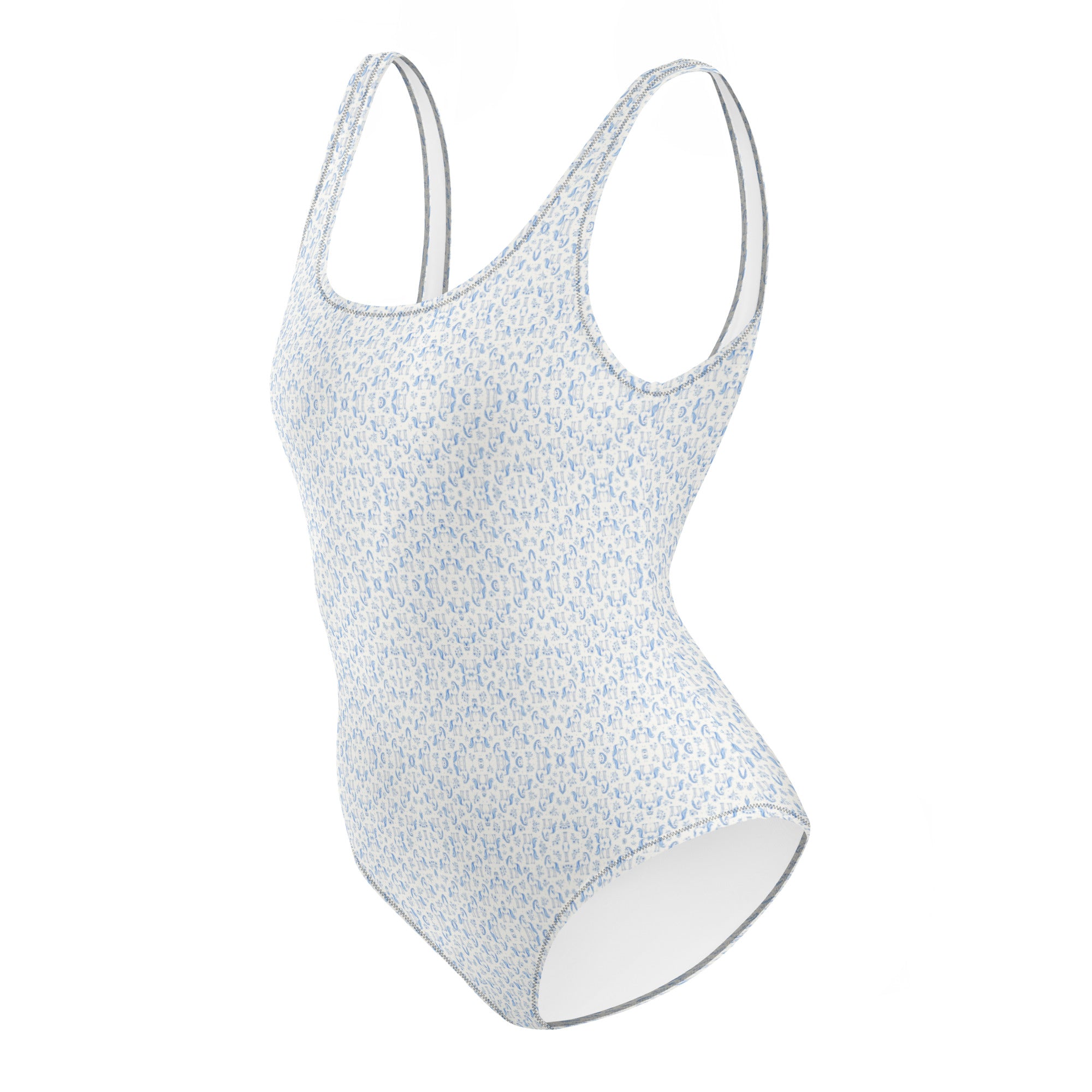 Azure Whisper Ponies One-Piece Swimsuit