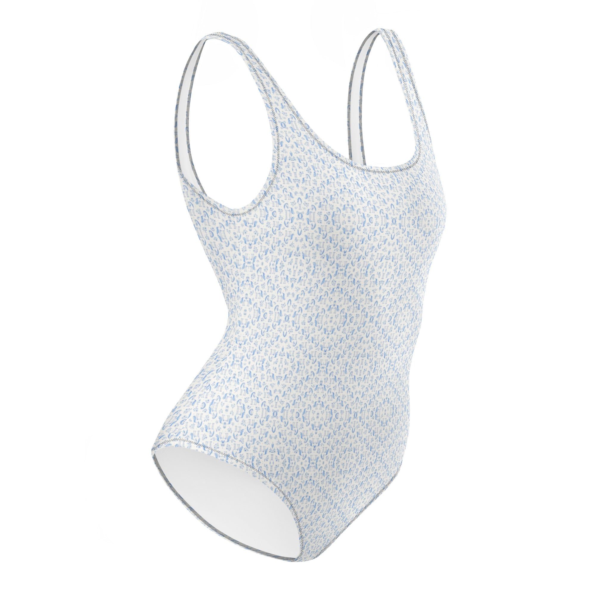 Azure Whisper Ponies One-Piece Swimsuit
