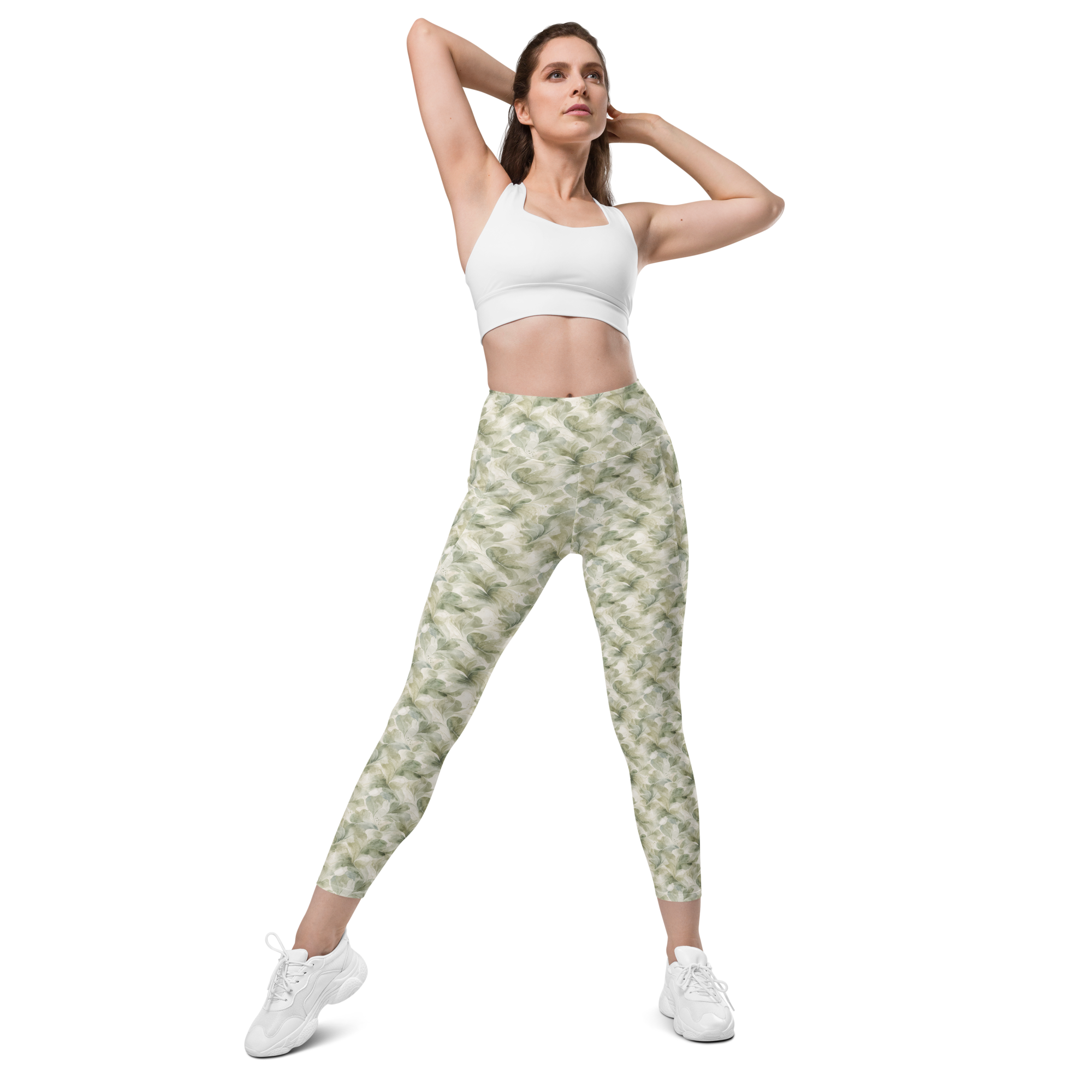 Sage 🌿Calm Bloom Leggings with pockets