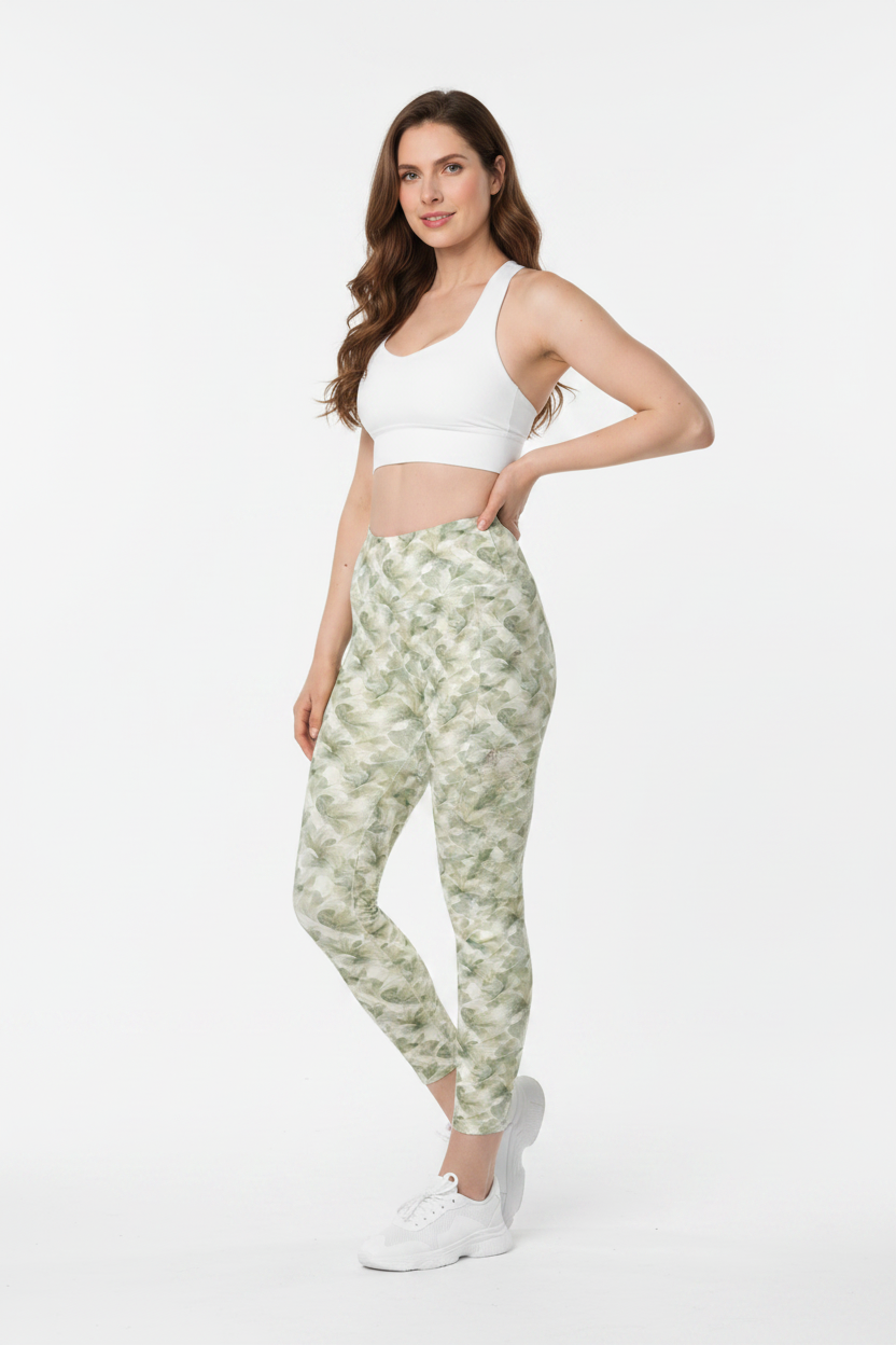 Sage 🌿Calm Bloom Leggings with pockets 3XL