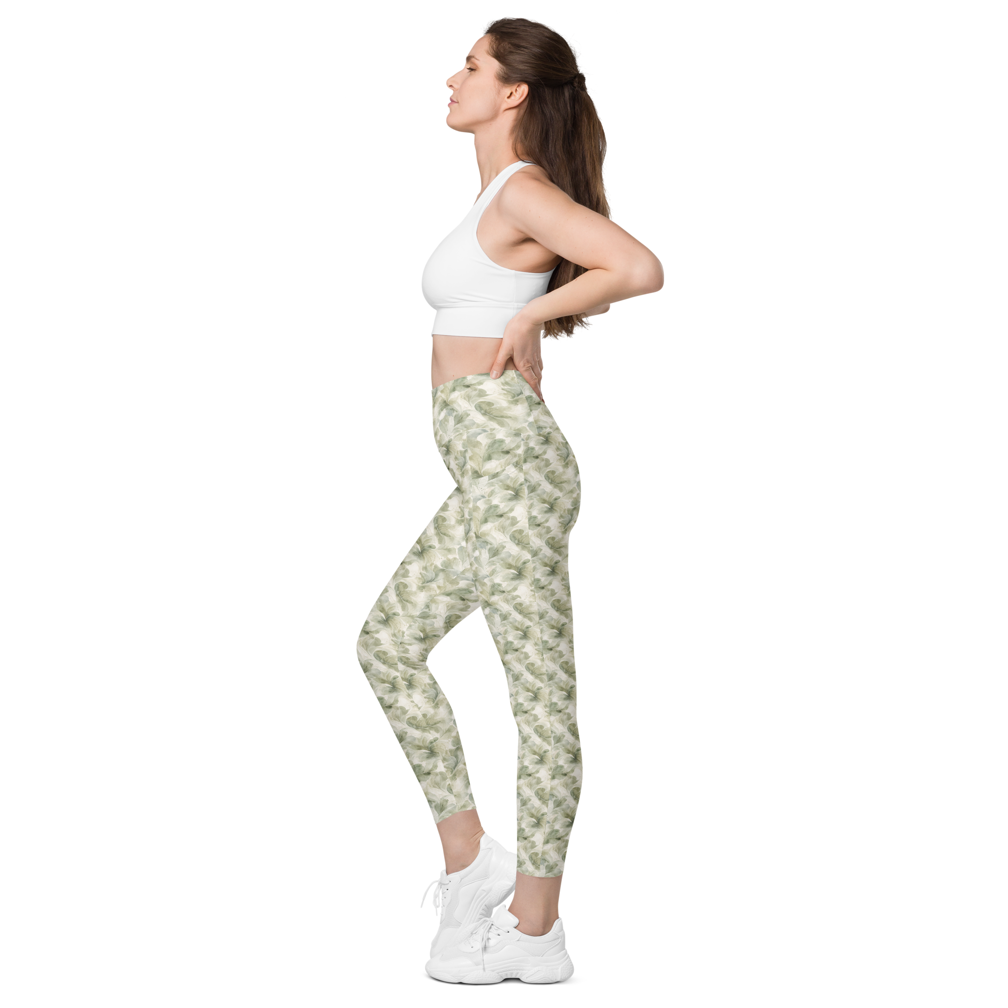 Sage 🌿Calm Bloom Leggings with pockets
