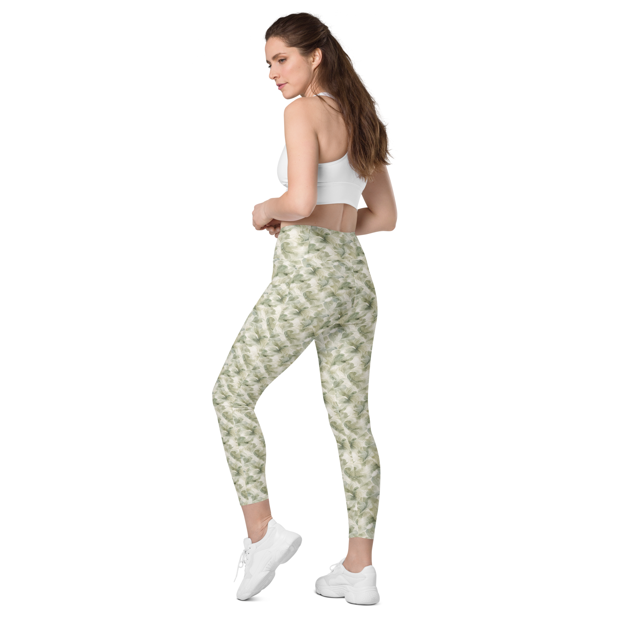 Sage 🌿Calm Bloom Leggings with pockets
