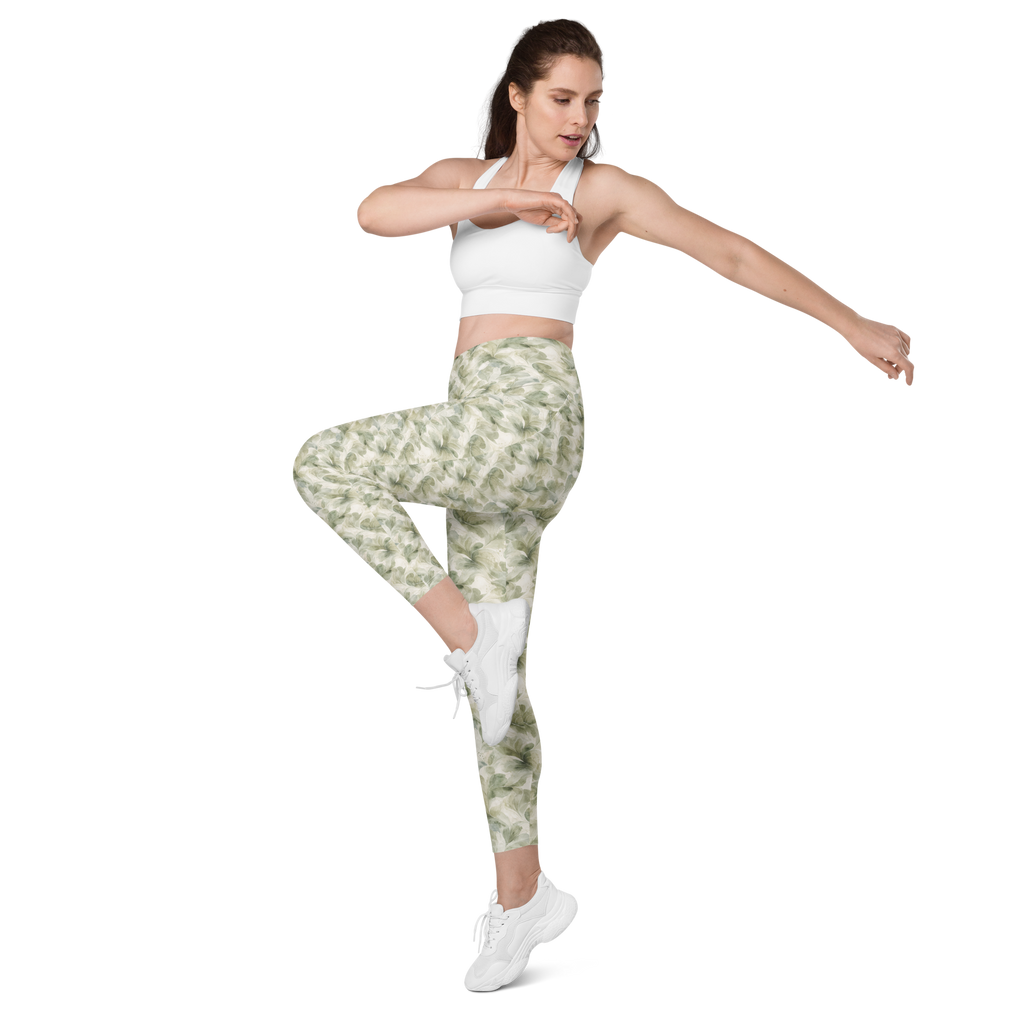 Sage 🌿Calm Bloom Leggings with pockets