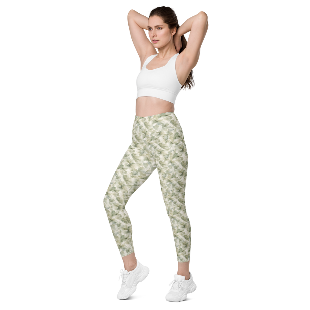 Sage 🌿Calm Bloom Leggings with pockets
