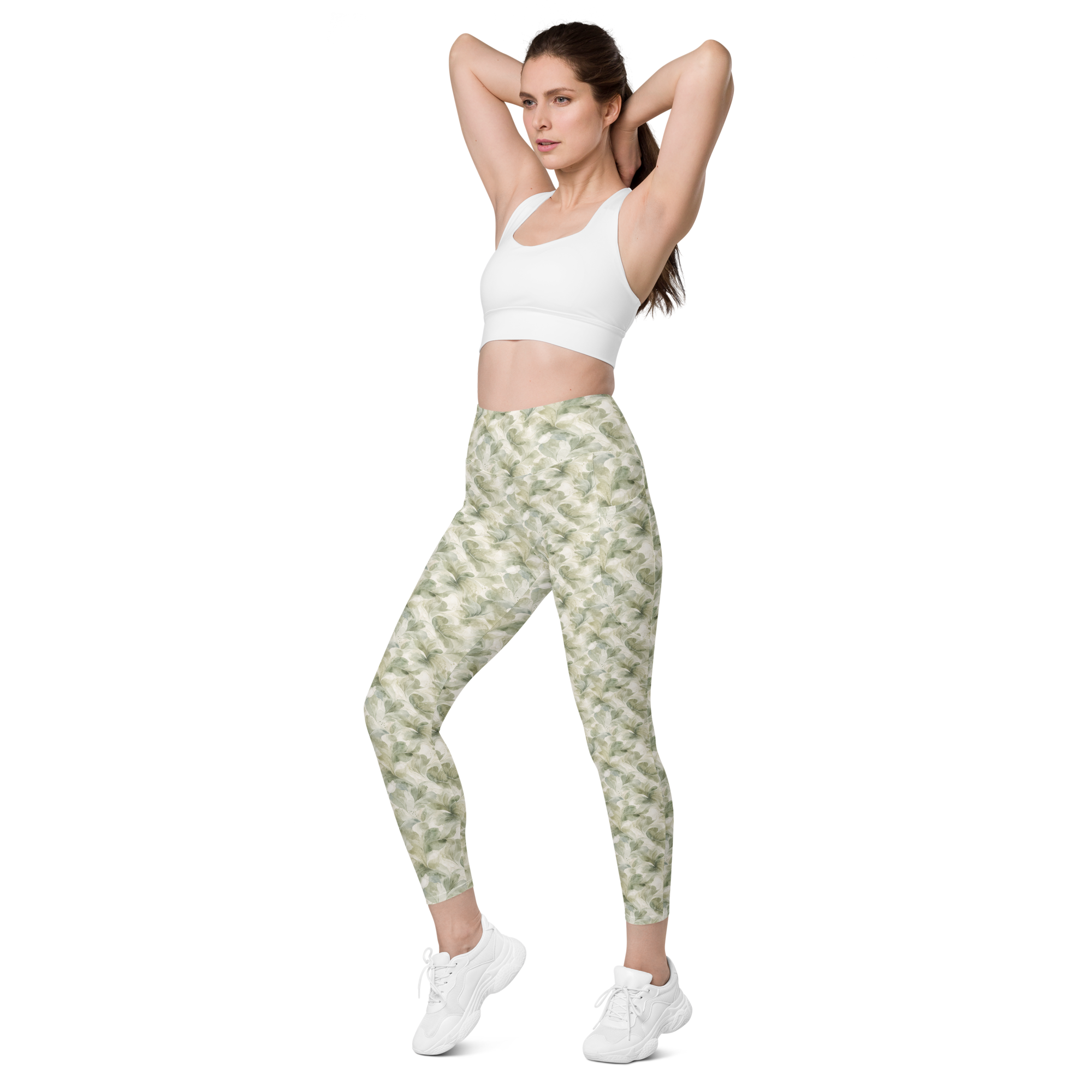 Sage 🌿Calm Bloom Leggings with pockets