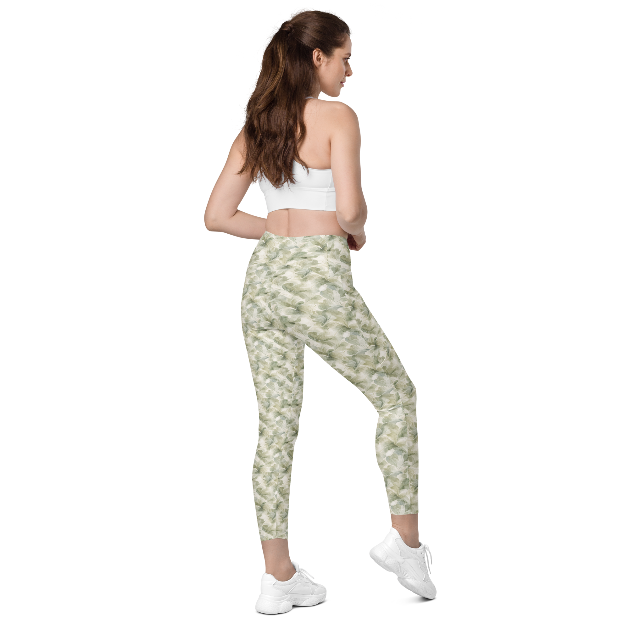Sage 🌿Calm Bloom Leggings with pockets