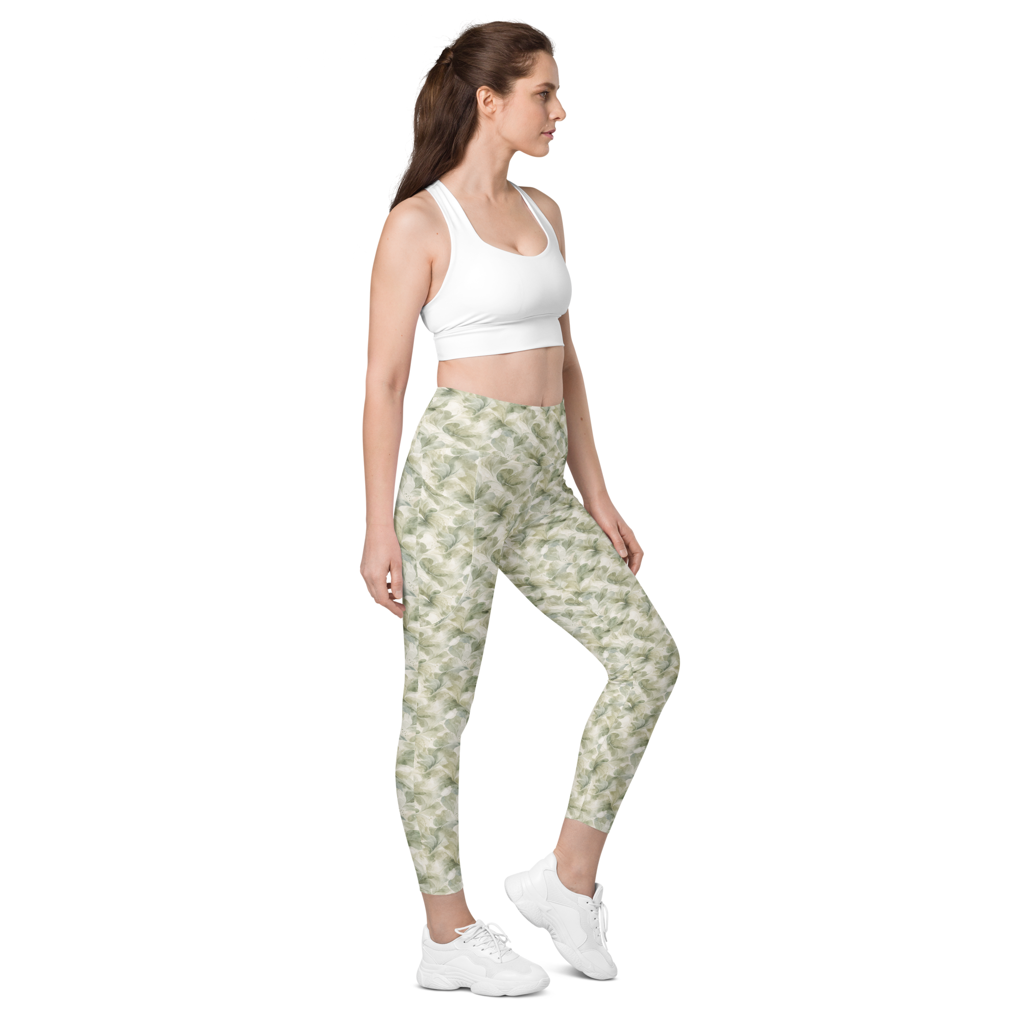 Sage 🌿Calm Bloom Leggings with pockets