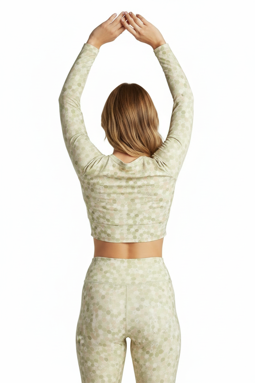 Honeycomb long-sleeve crop top