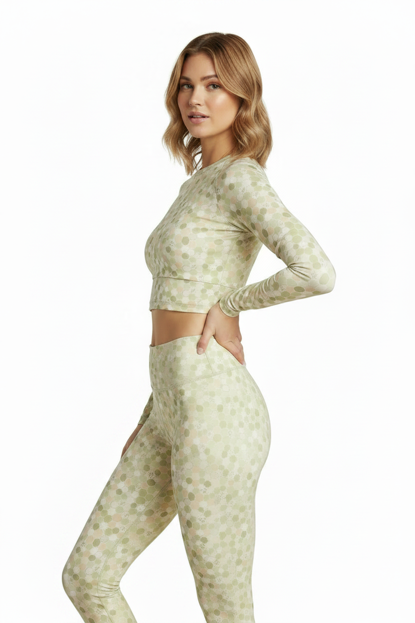 Honeycomb long-sleeve crop top