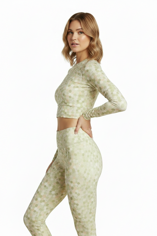 Honeycomb long-sleeve crop top