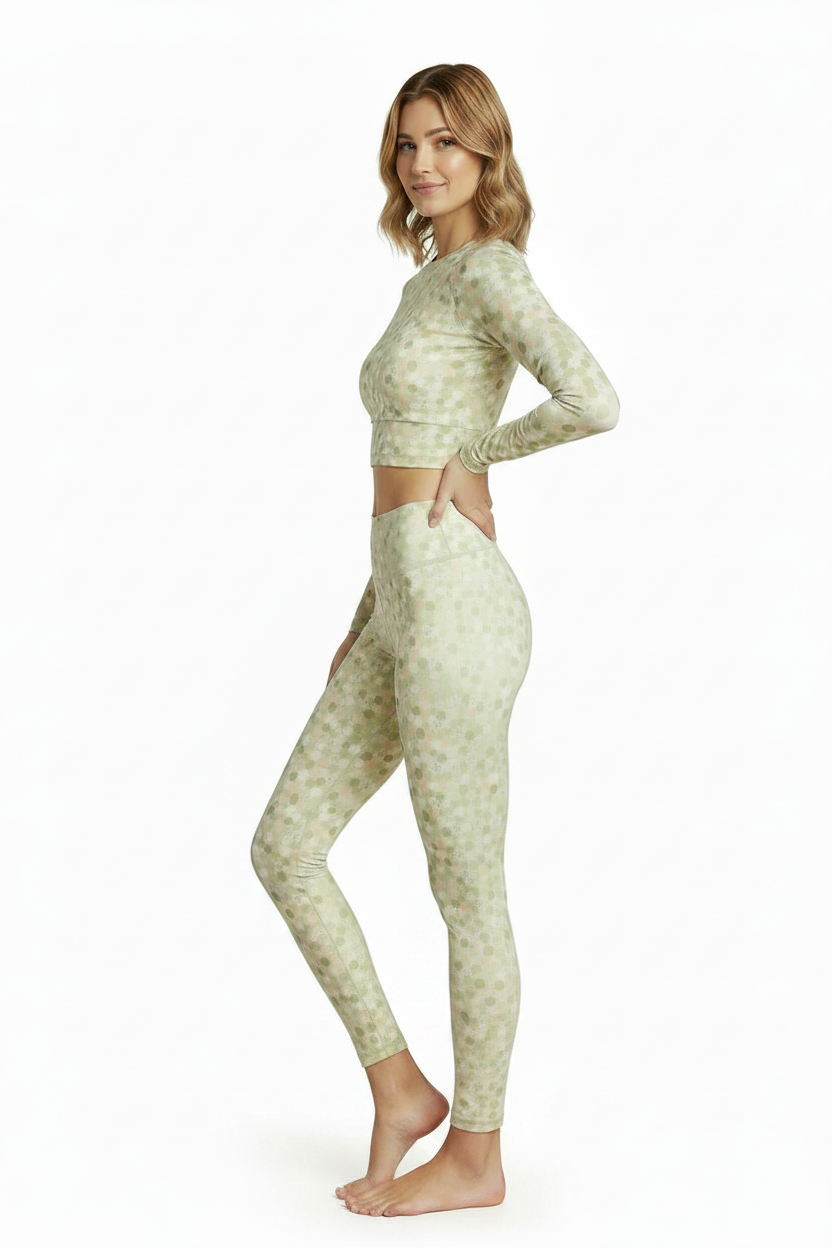 Honeycomb long-sleeve crop top