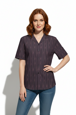 Lilac Midnight Bloom button shirt