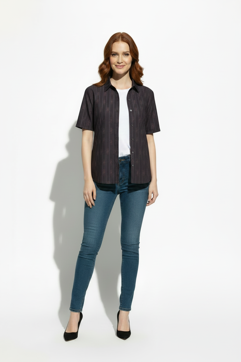 Lilac Midnight Bloom button shirt