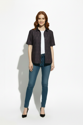 Lilac Midnight Bloom button shirt