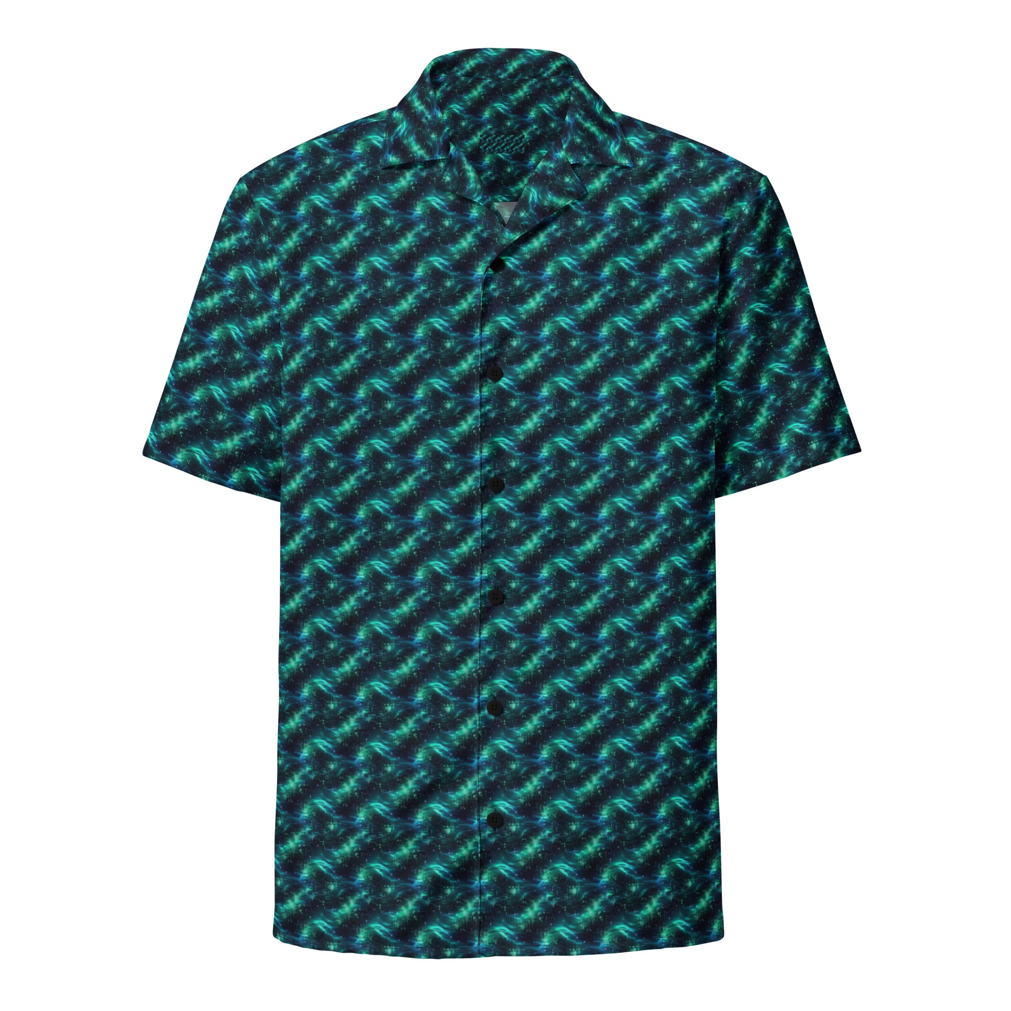 Mint Pixel Wave button shirt 6XL