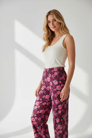 Crimson Garden Cotton Wide legged pants