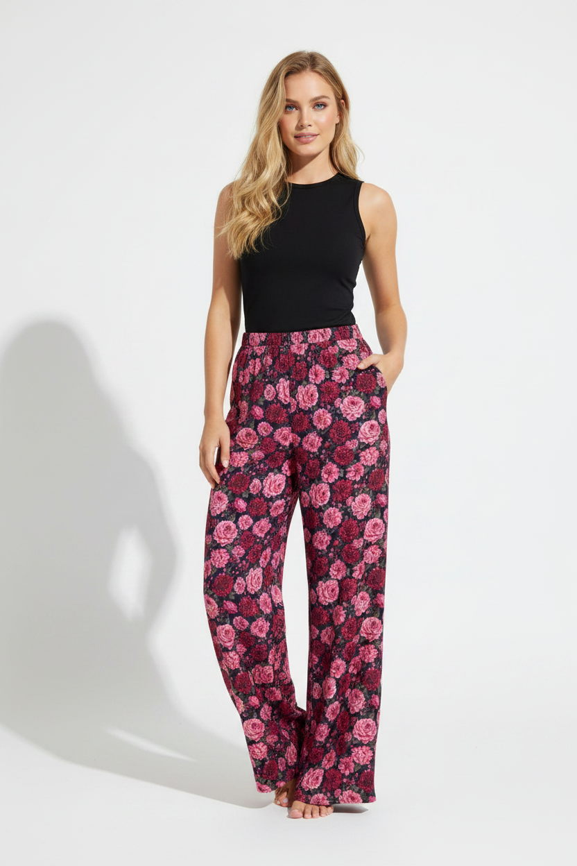 Crimson Garden Cotton Wide legged pants