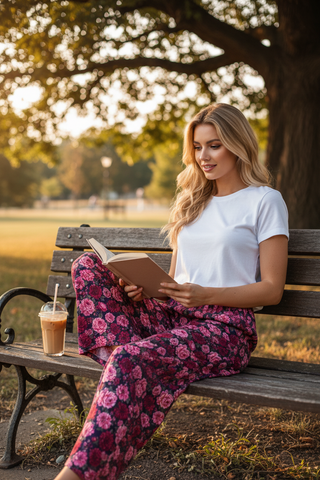 Crimson Garden Cotton Wide legged pants
