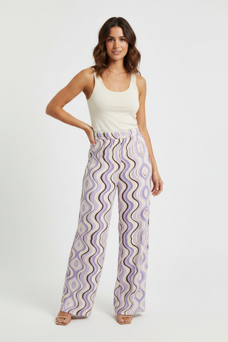 Cotton Wide legged pants Lavender and Mocha