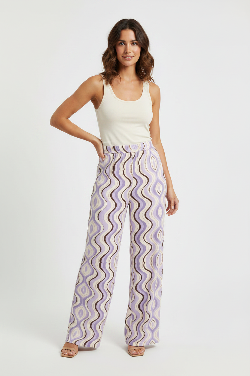 Cotton Wide legged pants Lavender and Mocha