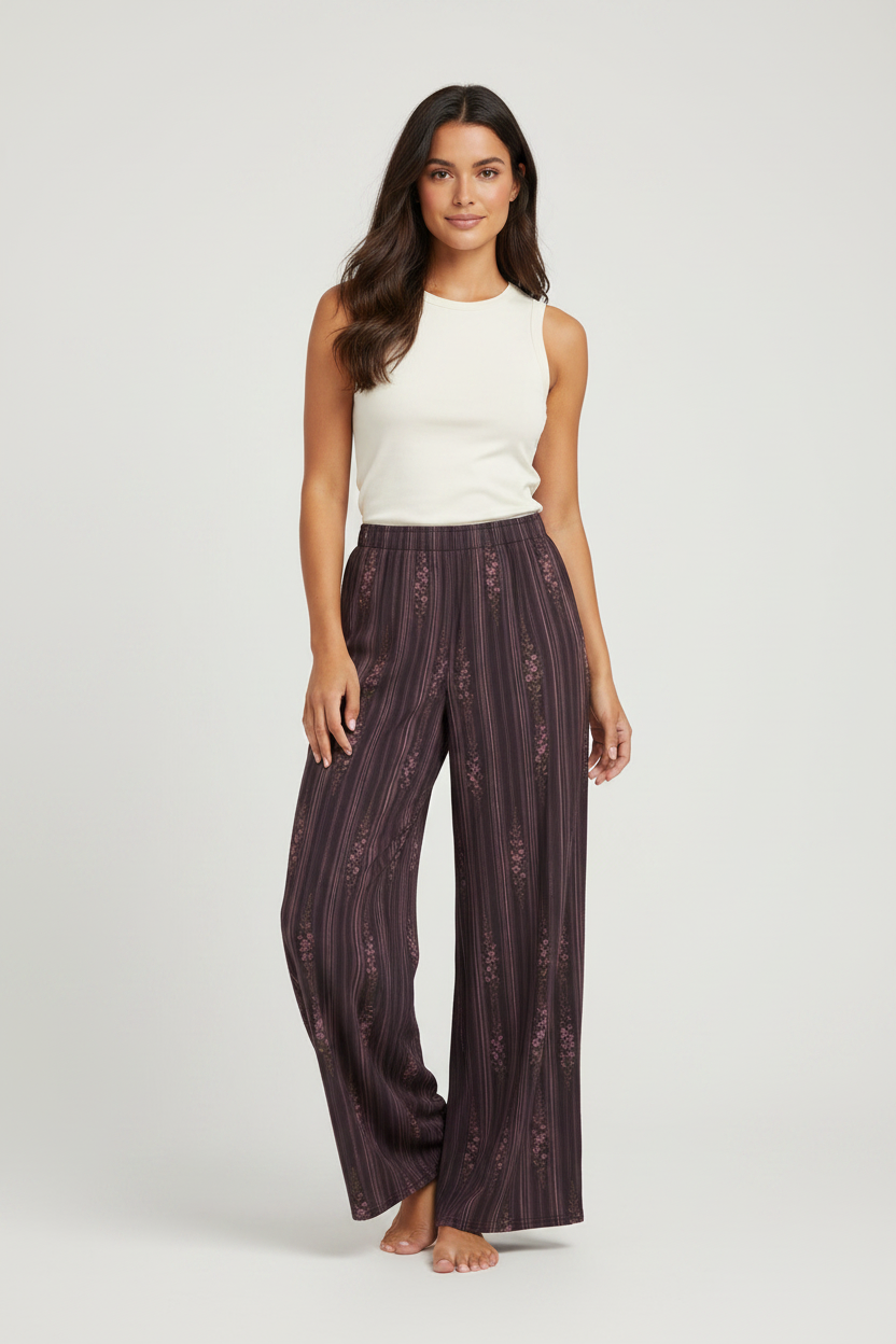 Lilac Midnight Bloom Wide-leg pants
