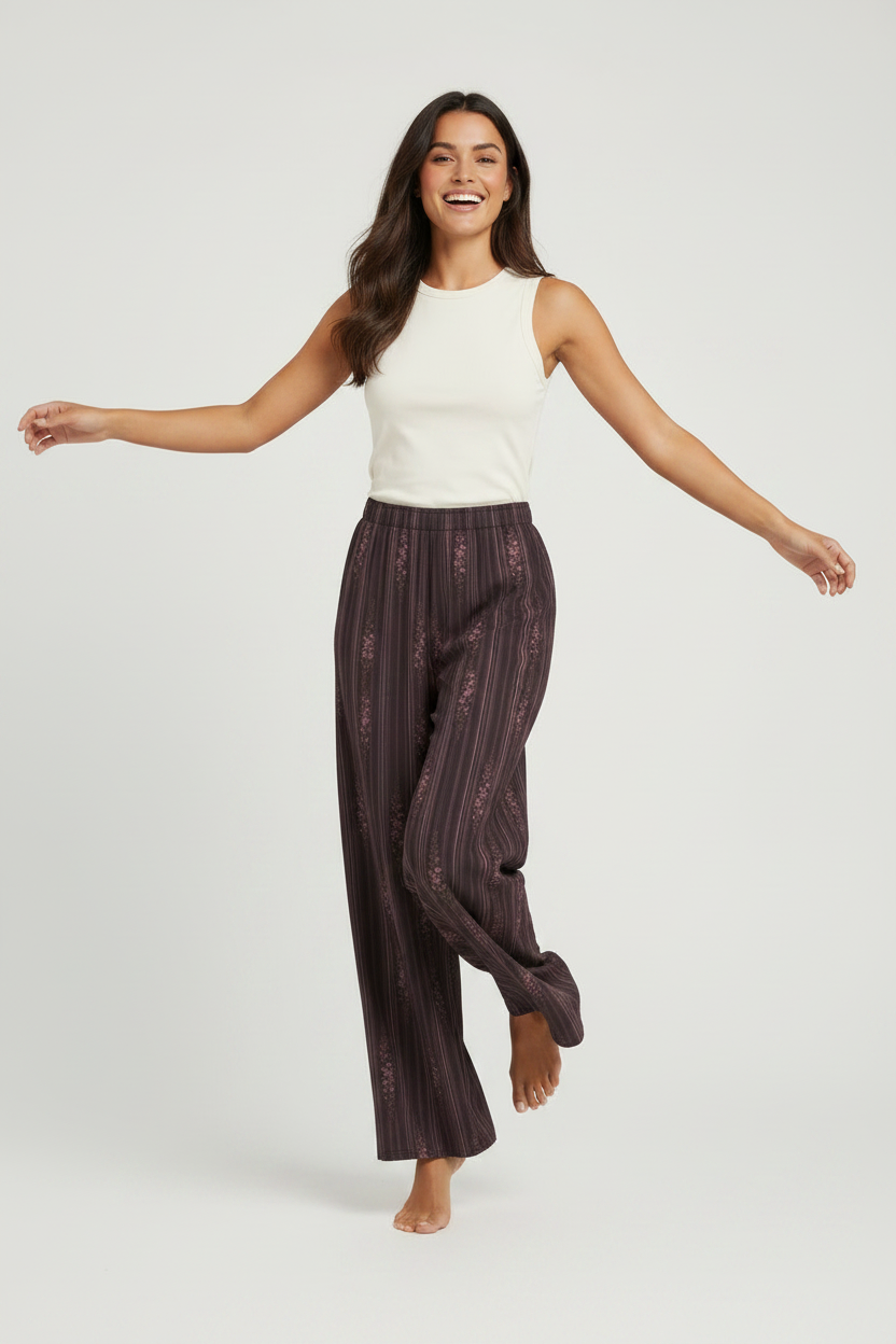 Lilac Midnight Bloom Wide-leg pants