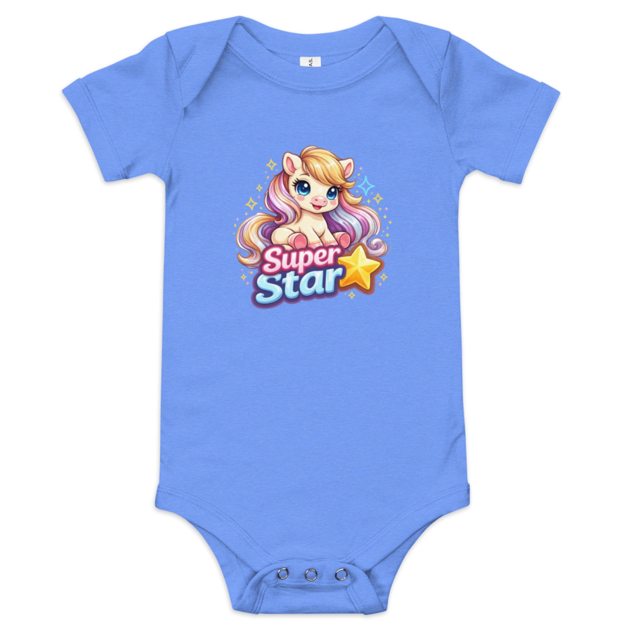 Super Star Pony Baby short sleeve one piece Heather Columbia Blue