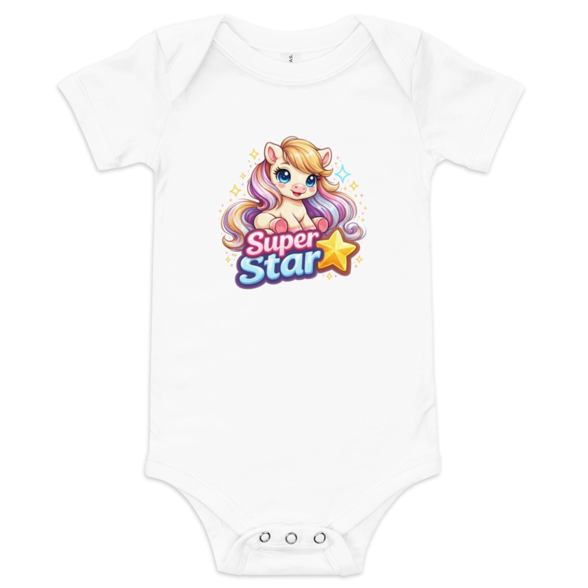 Super Star Pony Baby short sleeve one piece White