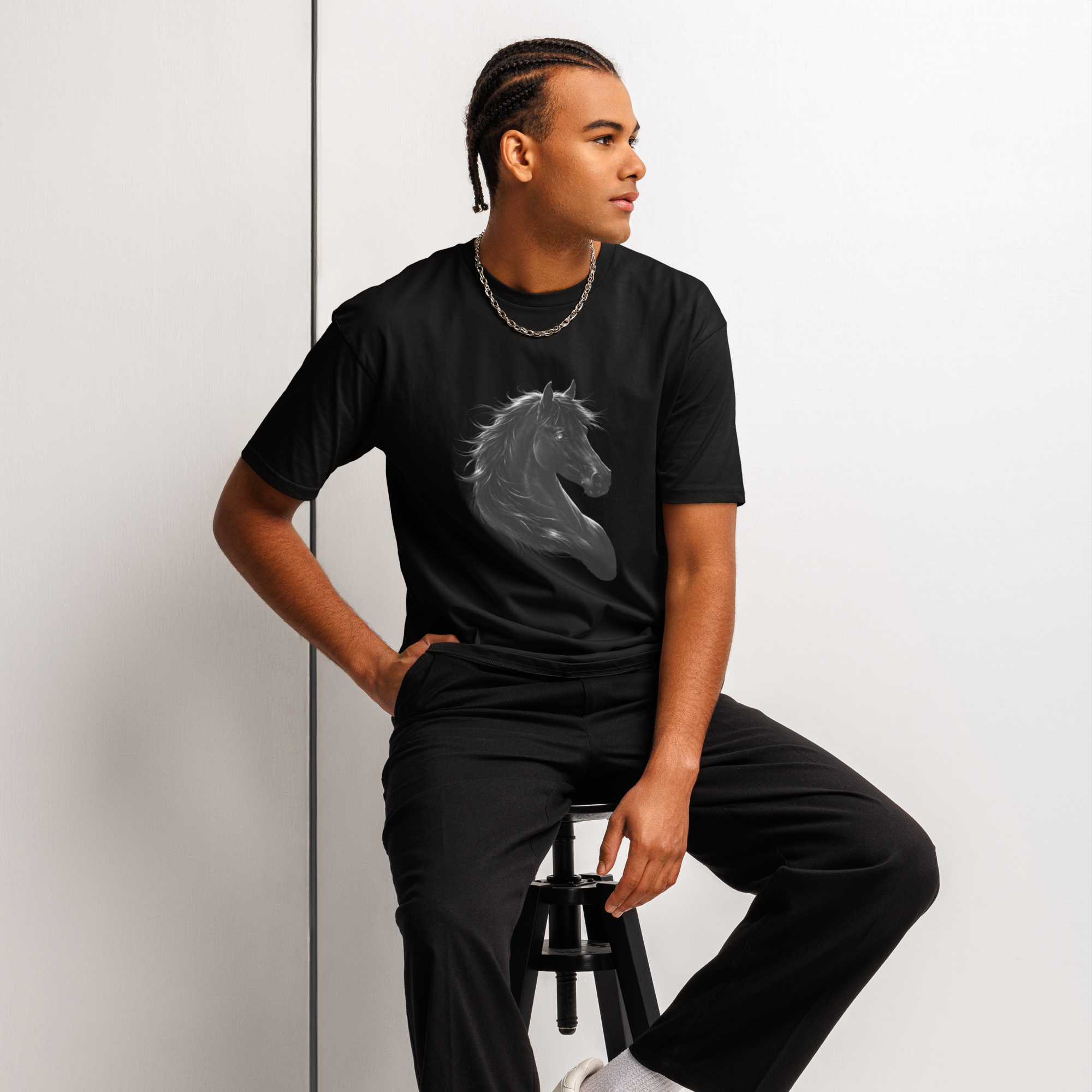 Alpha Stallion Cotton Heritage MC1082 I Men's Premium Short Sleeve Tee Black