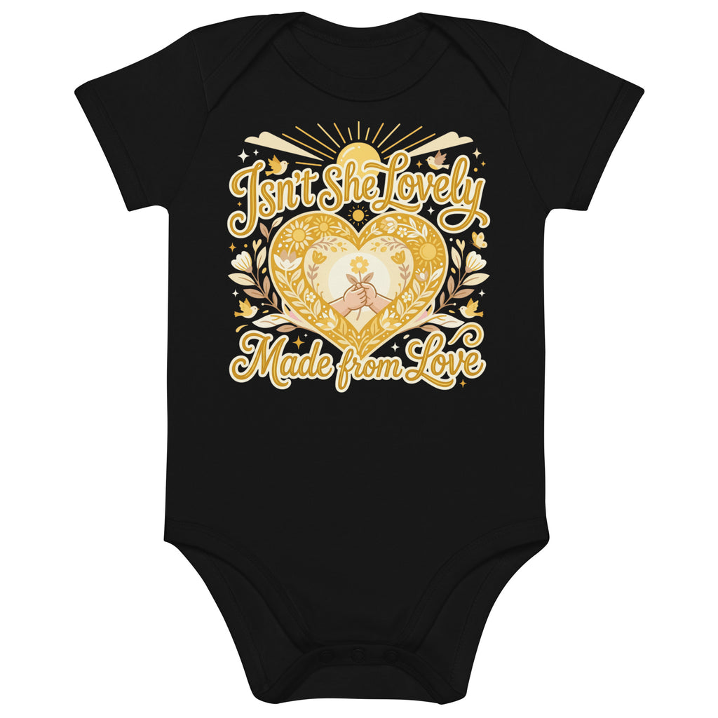Isn't she lovely Organic cotton baby bodysuit Black