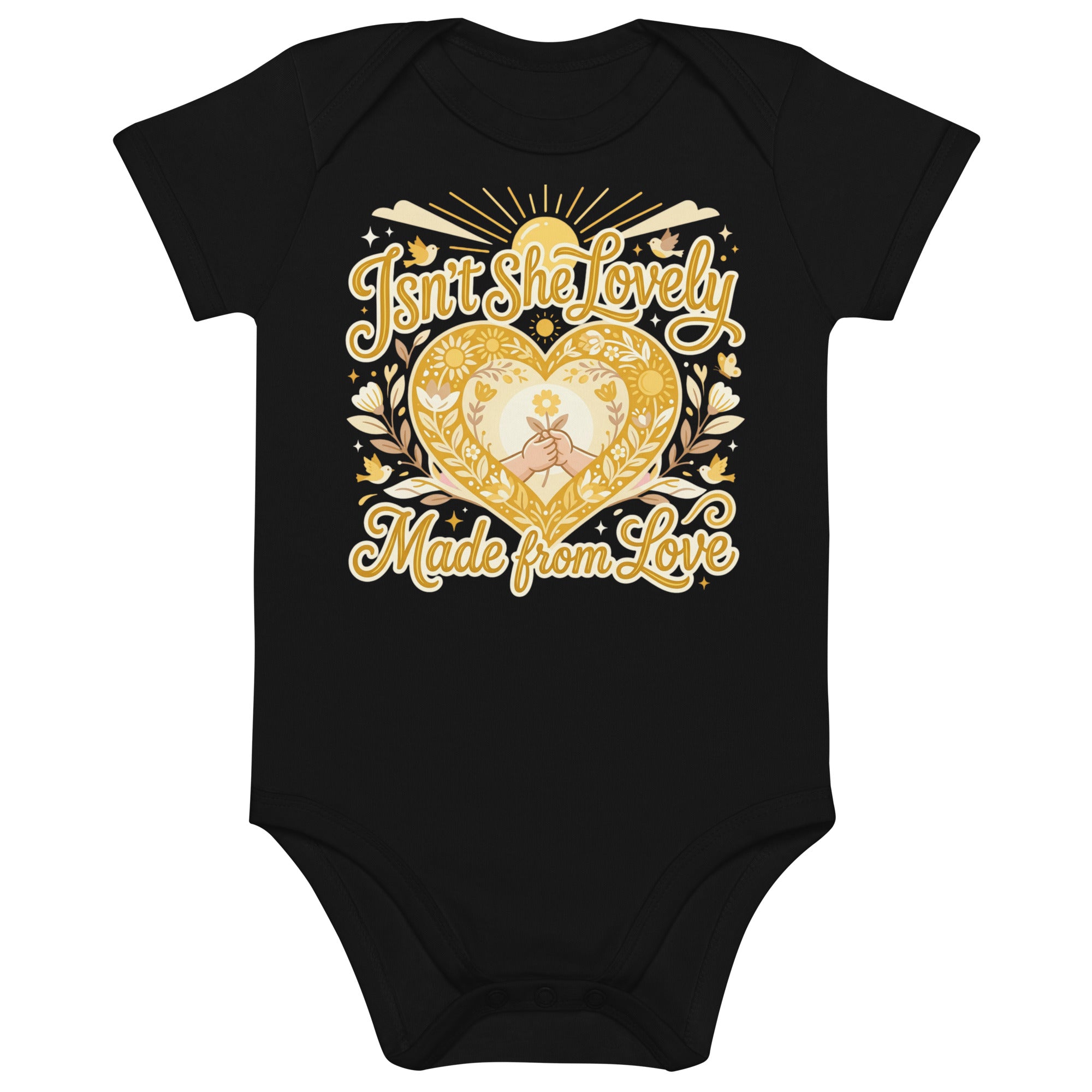 Isn't she lovely Organic cotton baby bodysuit Black