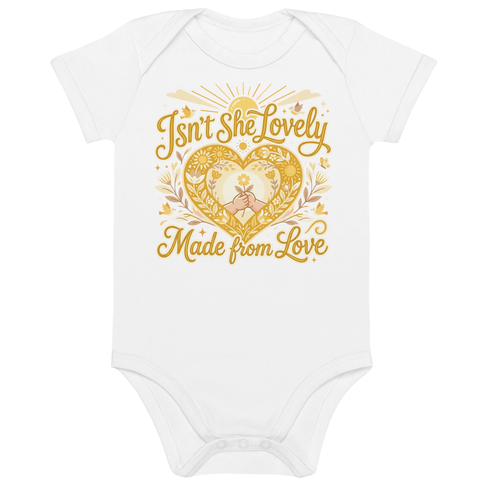 Isn't she lovely Organic cotton baby bodysuit White