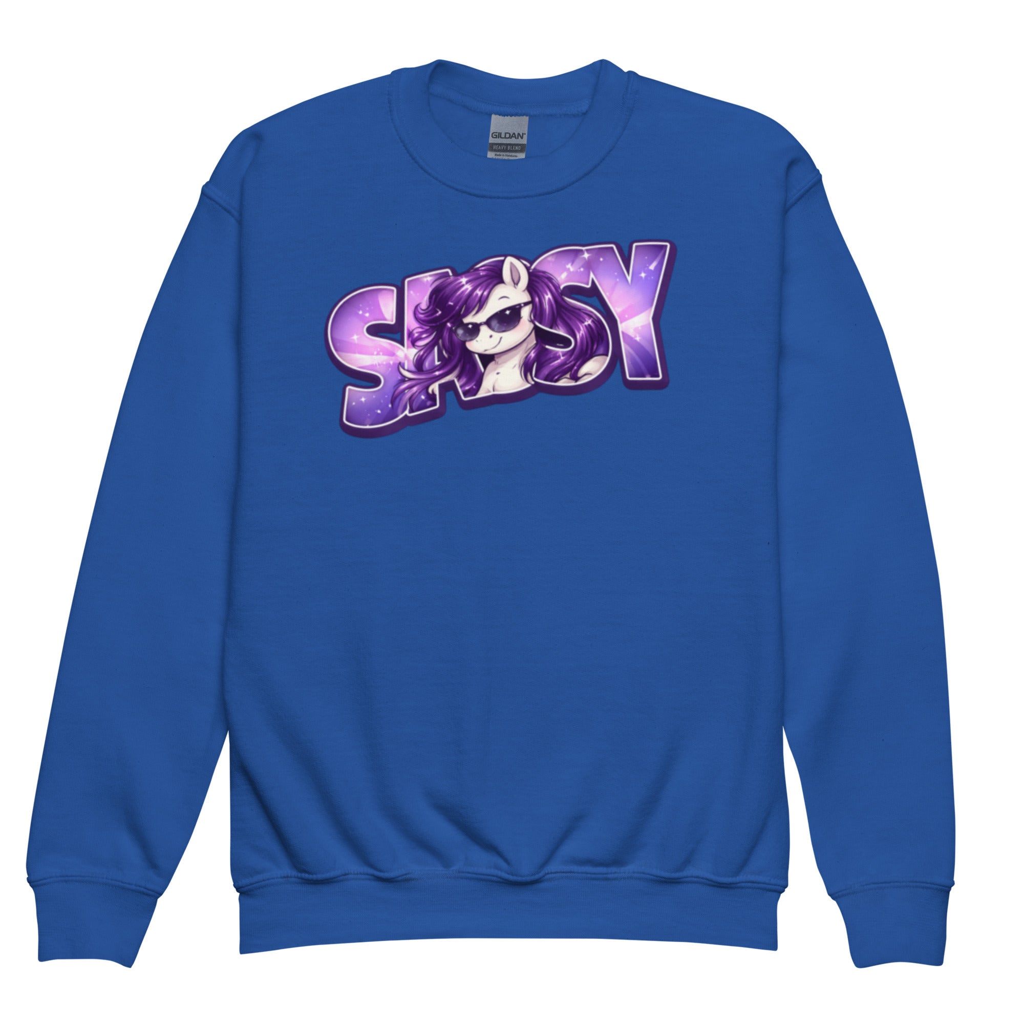 Sassy Pony 😎🐴Youth crewneck sweatshirt Royal