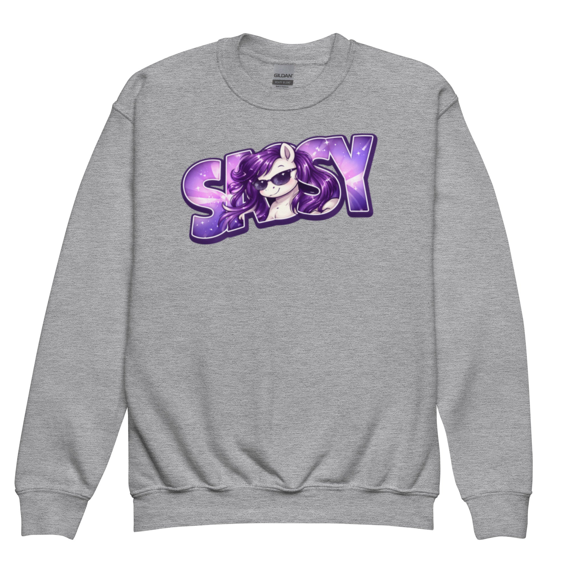 Sassy Pony 😎🐴Youth crewneck sweatshirt Sport Grey